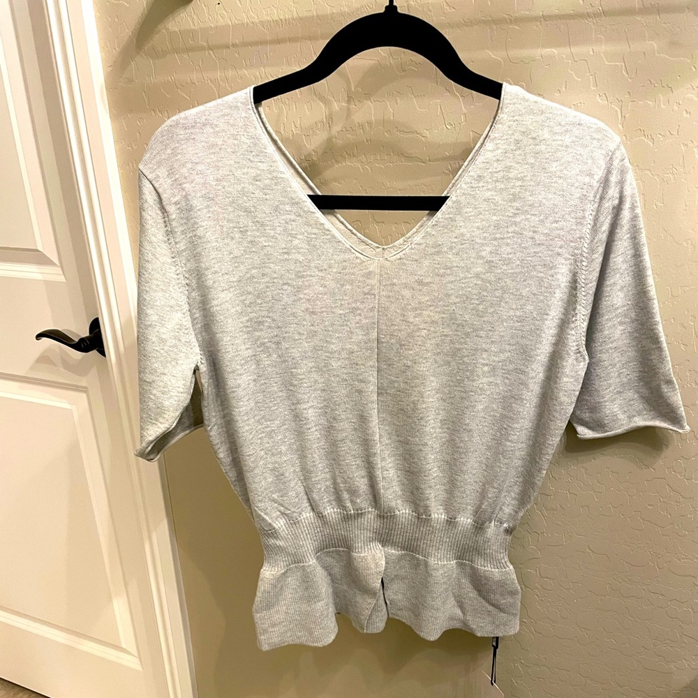 Grey Short Sleeve Sweater